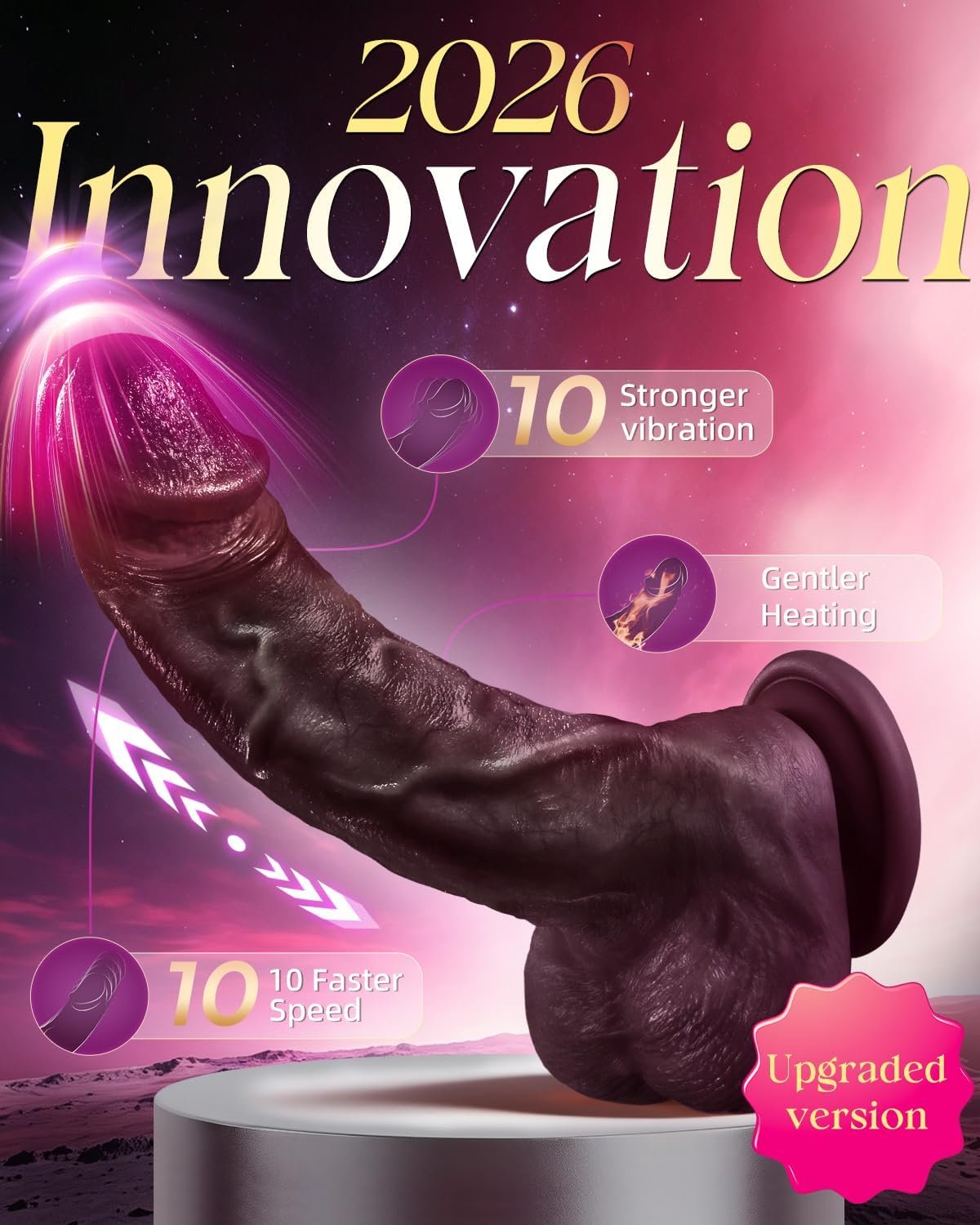 Realistic Black Thrusting Dildo for Women