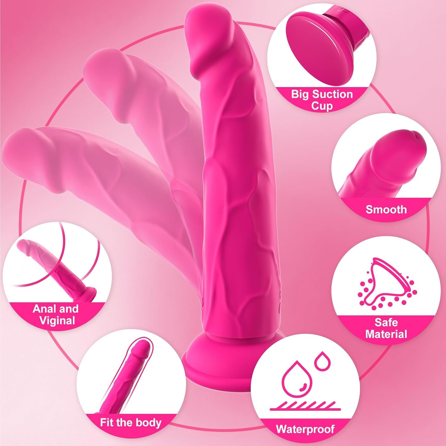 Realistic Pink Dildo Vibrator
